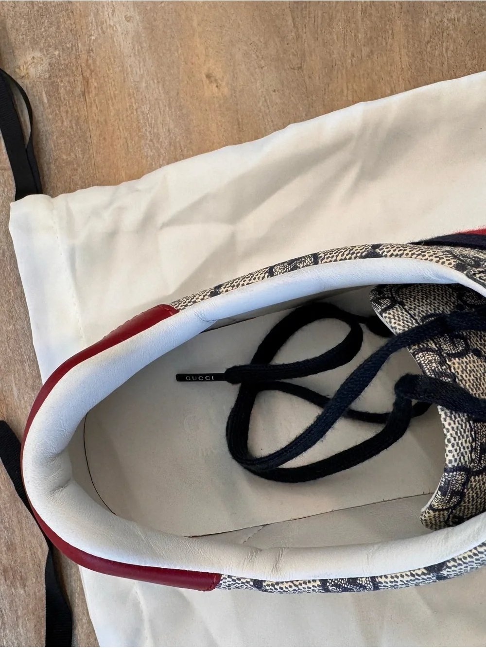 Gucci Men’s Ace GG Canvas Sneaker — Blue & Red Stripe (Gucci 7.5 - US 8.5-9)
